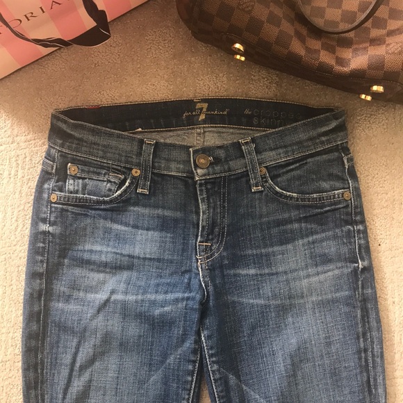 7 For All Mankind Cropped Skinny Jeans w/ zippers - Picture 5 of 8